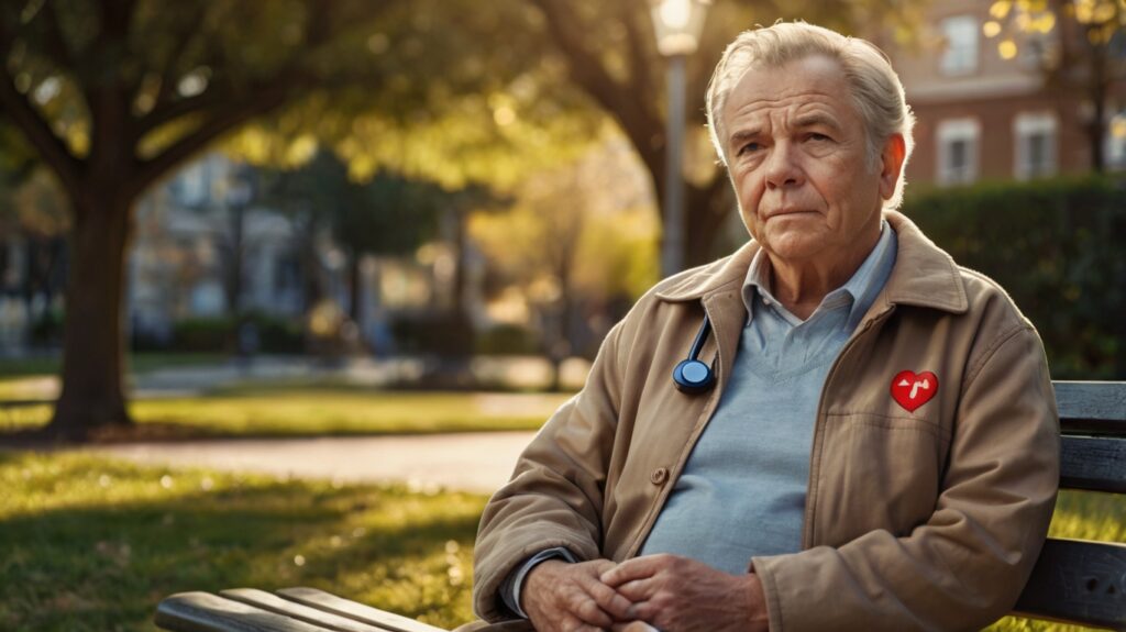 Leonardo Kino XL A calm senior adult sitting on a park bench w 1